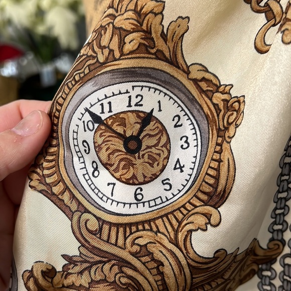 90’S SILK SCARF ADRIANNE LANDAU CLOCKS WATCHES - Picture 8 of 10